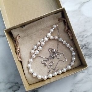 NEW! Silver Chain Pearl Necklace
